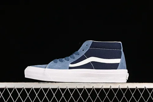 All categories Vans Vans series Vans Mid Vans Sk8-Mid Reissue 83 high-end branch blue stitching suede casual retro skateboard shoes VN000CQQDWR